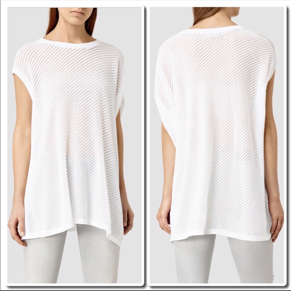 All Saints Grid Tee In Chalk - Picture 2 of 5